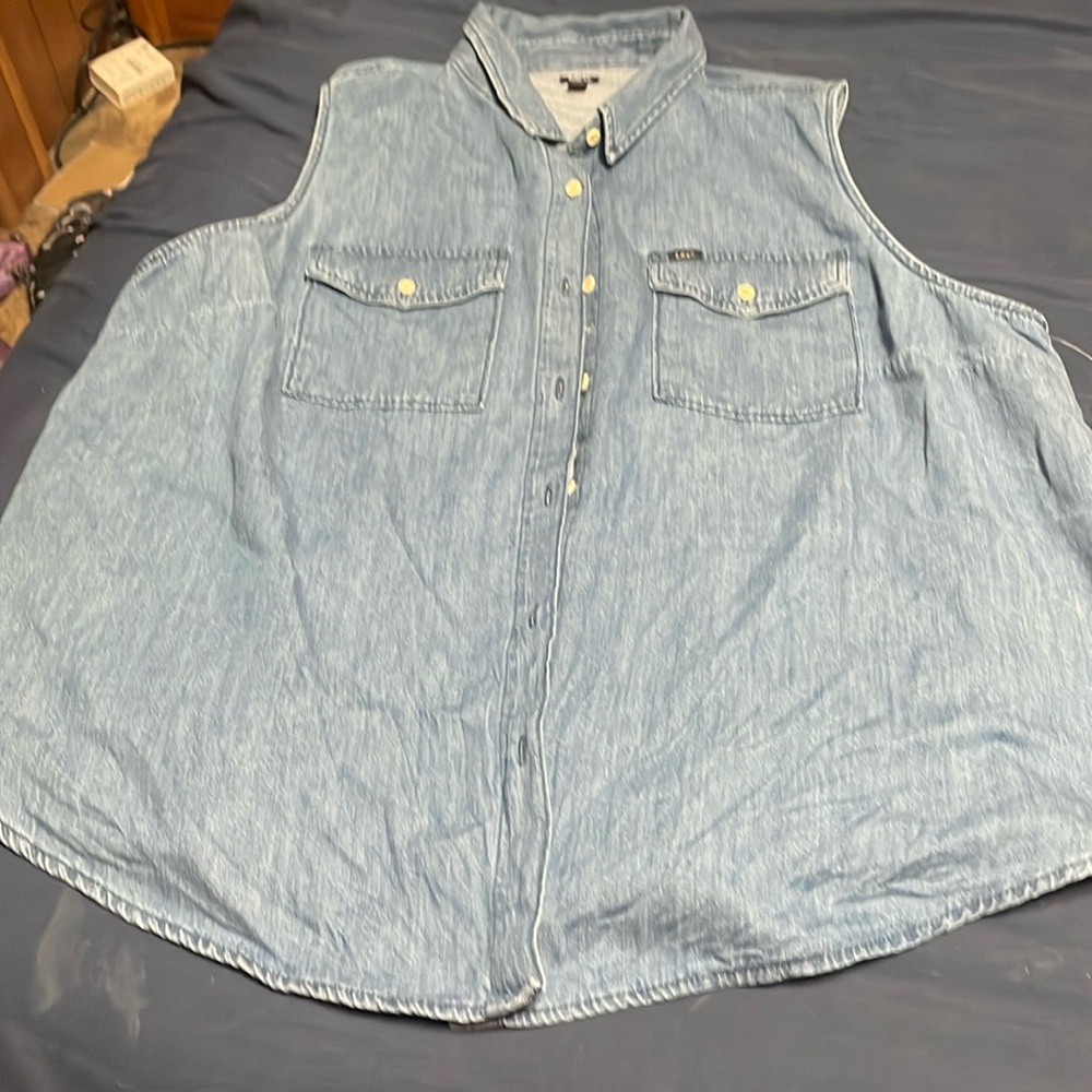 Blue jeans sleeveless top 3X